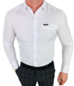Koszula meska biala slim fit kolnierz IMG2004 - XL