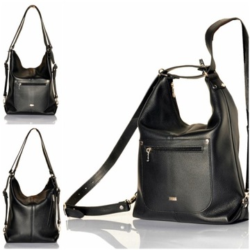 SKÓRZANY PLECAK TORBA DAMSKA 2W1 WOREK SHOPPER A4