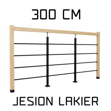 Balustrada barierka drewniana metalowa 3m prosta