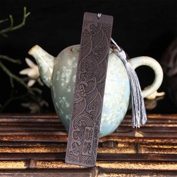 Chinese Style Ebony Bookmark with Tassel Pendant