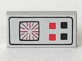 LEGO 3069p25 Light Gray Tile 1 x 2 with Red and Black Buttons Computer