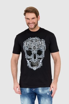 PHILIPP PLEIN Czarny t-shirt ze zdobioną czaszką M