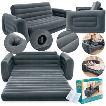 Диван-кровать с надувным матрасом и электрическим насосом Intex 66552, новая модель