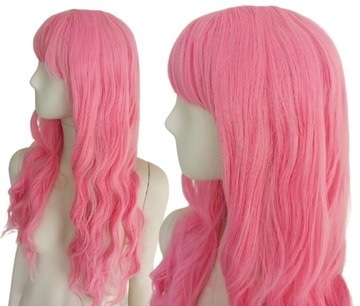 Peruka z prostą grzywką różowa Barbie cosplay fale