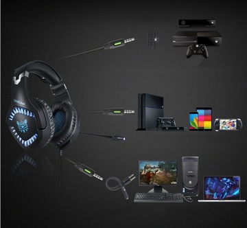 SŁUCHAWKI GAMINGOWE MIKROFON PC PS4 XBOX LED USB