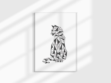 Постер Geometric Cat 70x100 графика для рамки для постера