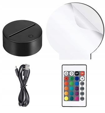 3D ШАР НОЧНОЙ ЛАМПЫ ПУЛЬТ ДИСТАНЦИОННОГО СВЕТОДИОДА 16 ЦВЕТОВ БЕСПРОВОДНАЯ ПИТАНИЕ!