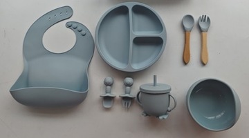 СИЛИКОНОВЫЙ НАБОР ДЛЯ КОРМЛЕНИЯ ДЕТЕЙ, 8 СТОЛОВЫХ ПРИБОРОВ EL BLUE