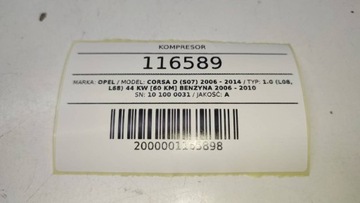 KOMPRESOR VZDUCHU DO KOL PNEUMATIKA OPEL CORSA D 2009 101000031