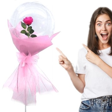 BALON Z RÓŻĄ ZE ŚWIATŁEM LED NA PREZENT WESELE