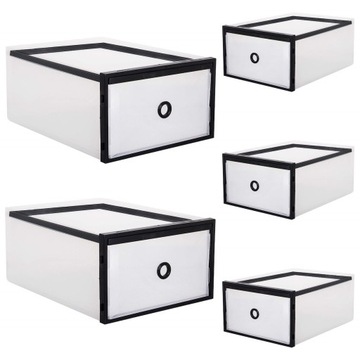 5x КОРОБКА-ОРГАНИЗАТОР ДЛЯ ОБУВИ КОНТЕЙНЕР С ЯЩИКОМ 33x23x13,5 см, БОЛЬШОЙ НАБОР