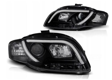 ЛАМПЫ ФАР Для AUDI A4 B7 с 2004 по 2008 гг. СВЕТОДИОДНАЯ ТРУБА ЧЕРНАЯ