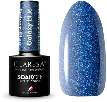 Claresa lakier hybrydowy GALAXY BLUE brokatowy 5g