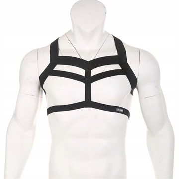 BDSM59 Złoty HARNESS na klatkę z 2 opaskami