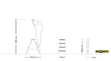 Лестница двухсторонняя, 3 ступени, ступеньки 125 кг.