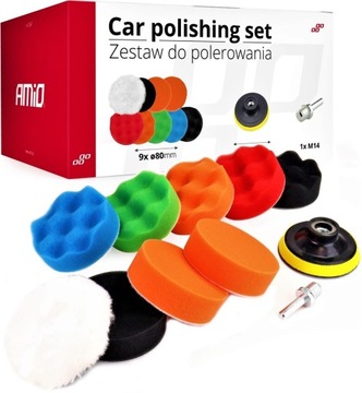 ZESTAW GĄBEK POLERSKICH PADY NA WIERTARKE 80MM DO KOREKTY LAKIERU UNIWERSAL
