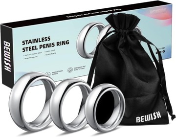 PIERŚCIEŃ NA PENISA BEWISH 3 PACK STALOWE PIERŚCIONKI EREKCYJNE
