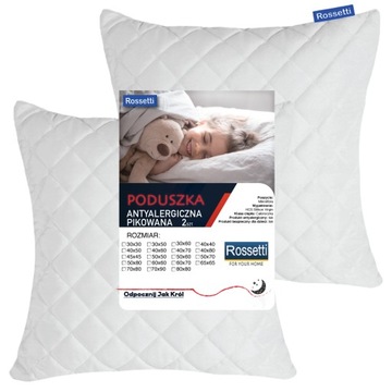 2 x PODUSZKA ANTYALERGICZNA 70x80 PIKOWANA GRUBA