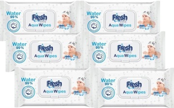 6x AQUAWIPES Chusteczki Nawilżane Dla Dzieci Aqua Wipes 99% Wody 360szt