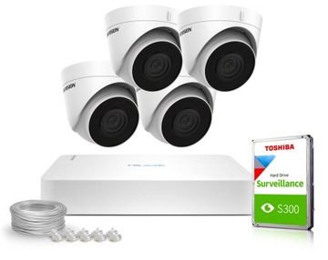 Zestaw Monitoring Hilook NVR-4CH-H/4P, 4x DS-2CD1341G0-I/PL 2.8MM HIKVISION
