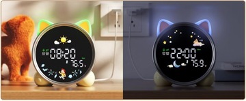 БУДИЛЬНИК БУДИЛЬНИК ОТДЫХ СВЕТОДИОДНЫЙ НОЧНИК ДЛЯ ДЕТЕЙ КОТЕНОК КОШКА ТРЕНЕР ДЛЯ СНА