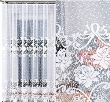 Firana żakardowa DEMETRIA 400x180cm prosta (gotowa) z obszyciem