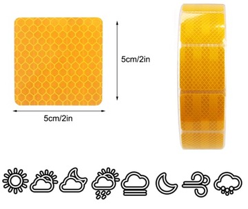 Лента самоклеящаяся светоотражающая контурная желтая 1м предупреждающая 5х5см
