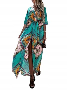 SUKIENKA PRINT MAXI BOHO KOPERTOWY ZWIEWNA LUŹNA