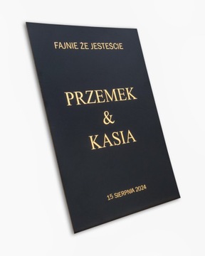 Tablica powitalna wesele ślub dekoracja prostokąt czarny TABŚ-8Z