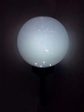 LAMPA SOLARNA MLECZNA KULA BIAŁA 25cm 4 LED! XXXL