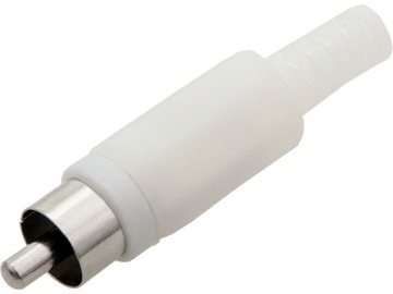 Wtyk RCA Cinch lutowany na kabel wtyk biały