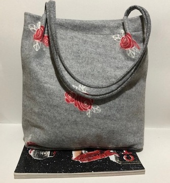 TORBA WOREK TOREBKA SZHOPERKA FLAUSZ KWIATY