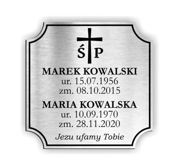Tablica nagrobna tabliczka na grób krzyż + TAŚMA
