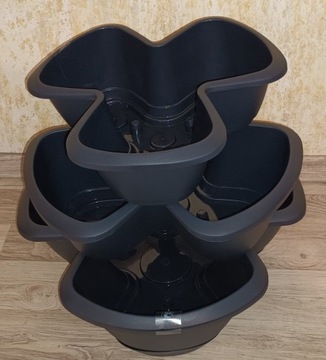 Садовый цветочный горшок Черный каскадный вертикальный цветочный горшок 3 модуля ПРОСПЕРПЛАСТ