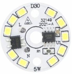 Moduł LED SMD 6W 230V 32mm 590lm biały zimny