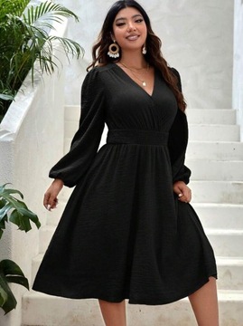 SHEIN VCAY Plus Sukienka z rękawami typu lampion i dekoltem w szpic L/XL