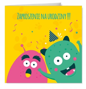 ZAPROSZENIA na Urodziny Potworki KOPERTY 10 szt.