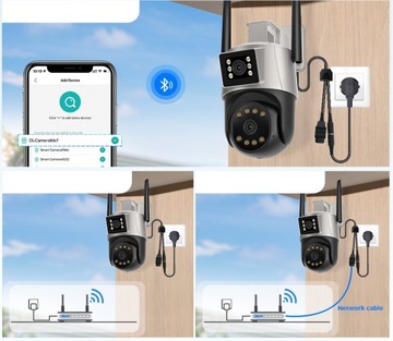 ДВОЙНАЯ WIFI IP УМНАЯ НАРУЖНАЯ ВРАЩАЮЩАЯСЯ КАМЕРА 2x 3MPx ОБНАРУЖЕНИЕ 6MPx 6MP