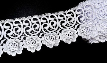 Лента гипюровая кружевная белая, высота 15 см.