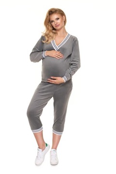 0202CIĄŻOWA WELUROWA PIŻAMA SPODNIE3/4 KOLORY L/XL