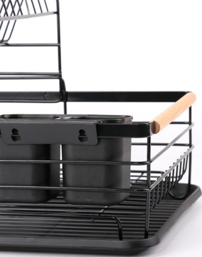 ДВУХУРОВНЕВАЯ СУШИЛКА ПОСУДЫ СУШИЛКА ДЛЯ СТОЛОВЫХ ПРИБОРОВ С ДЕРЕВЯННЫМИ РУЧКАМИ