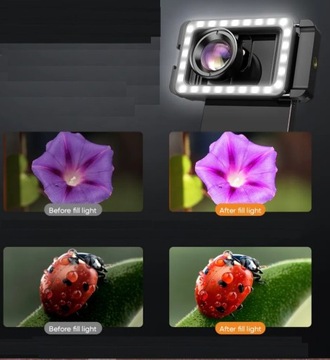 Obiektyw Makro 100mm HD do Telefonu iPhone Samsung + Lampa LED 40 / CRI 95+