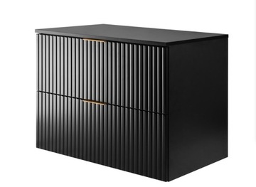 Szafka Łazienkowa pod Umywalkę 80 cm Czarna Modne RYFLOWANE fronty MDF