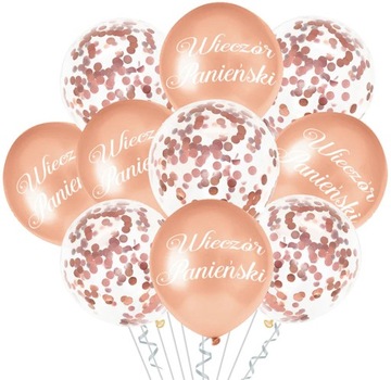 Balony Zestaw Wieczór Panieński Różwe Złoto 10 szt