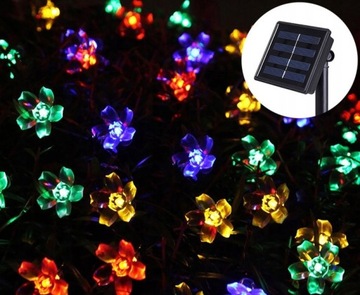 LAMPKI OGRODOWE SOLARNE KWIATKI 7M 50 LED MULTIKOLOR