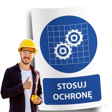 Naklejki BHP znak ostrzegawczy STOSUJ OCHRONĘ