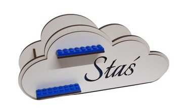 PRZYBORNIK Organizer na kredki CHMURKA z Imieniem klocki lego prezent