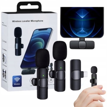 MIKROFON DO TELEFONU KRAWATOWY BEZPRZEWODOWY 2SZT BLUETOOTH USB C ANDROID