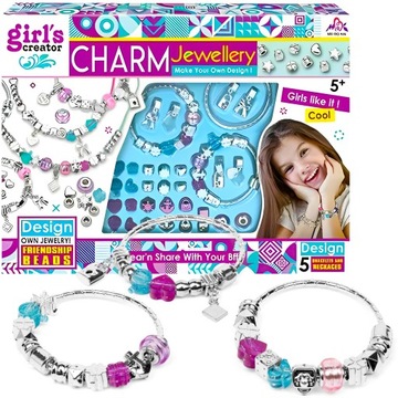 ZESTAW DO ROBIENIA BRANSOLETEK KORALIKI ZAWIESZKI RZEMYK CHARMS XXL 115 EL.