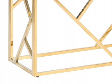 ZŁOTA METALOWA KONSOLA MAJS SZKLANY BLAT 100CM HIT